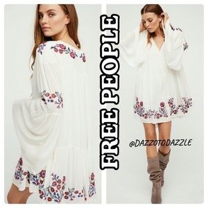 FREE PEOPLE Te Amo Embroidered Flowy Mini Dress | Small​​​​​